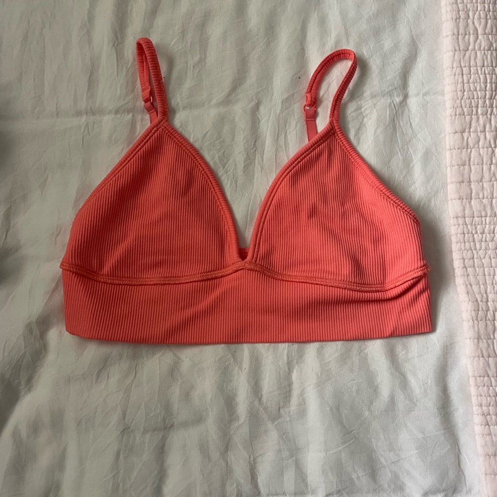 Athleta bra bright orange no padding.